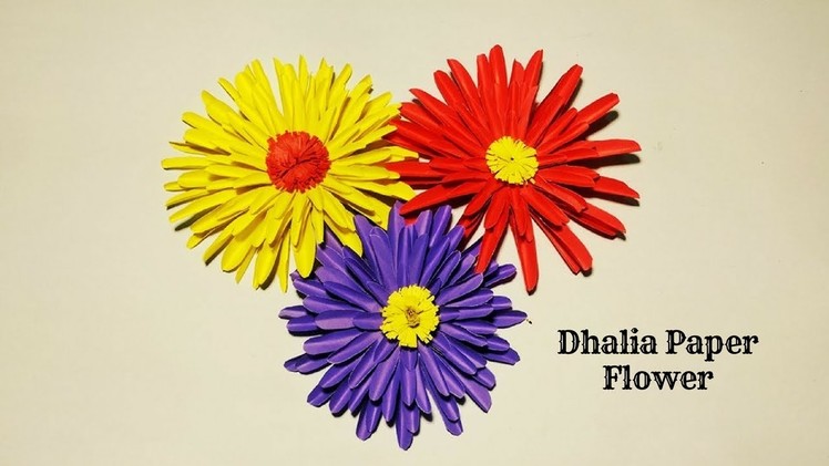 How to make Dahlia paper flower| Paper flowers easy for children, for kids,for beginners.