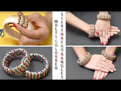 How to make  Multicolor Silk Thread Bangles making at Home .  DIY Bangles tutoreals.