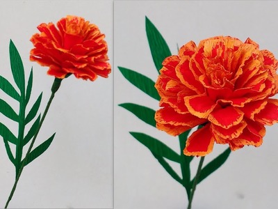 How to make Paper Flowers French Marigold \ Tagetes Patula ( flower # 193)