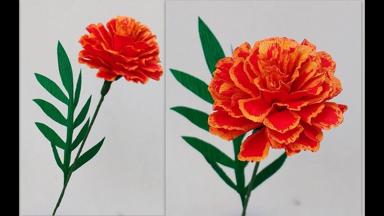 How to make Paper Flowers French Marigold \ Tagetes Patula ( flower # 193)