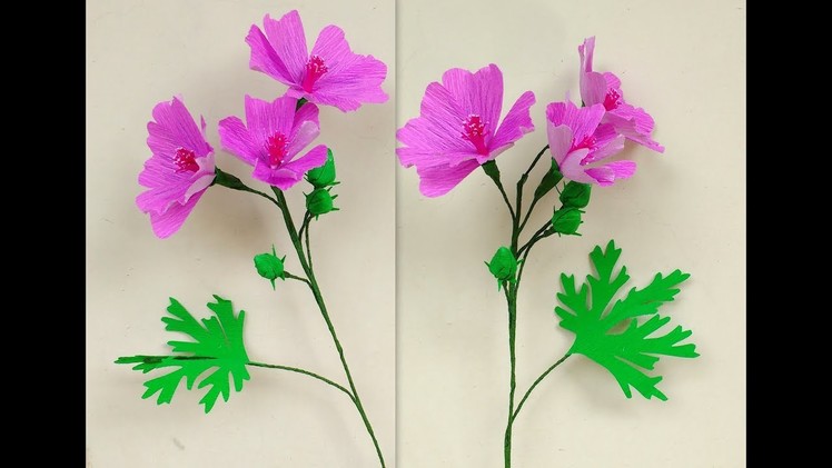 How to make Paper Flowers Musk Mallow \ Malva moschata (flower# 195)