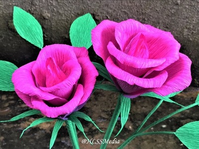 How to make rose flower with paper easy | diy origami rose crepe paper flower making tutorials