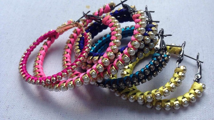 How to make silk thread hoop earrings at Home || DIY hoop earrings || jewellery art studio