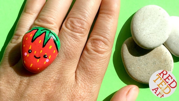 Kawaii Strawberry Stone Ring DIY - More DIY Rings from Red Ted Art