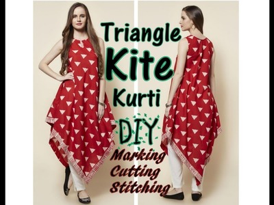 Triangle Kite Kurti Drafting, Cutting and Making | DIY