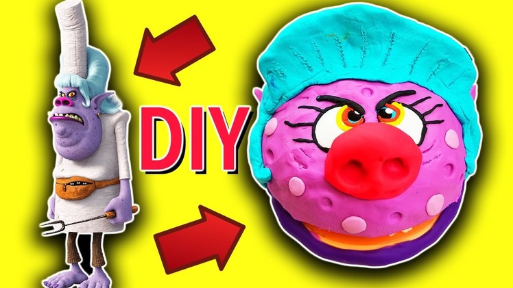 Trolls Movie DIY Play-Doh Bergen Chef Crafts for Kids! Learn Colors, Drill N Fill Faces How To Video