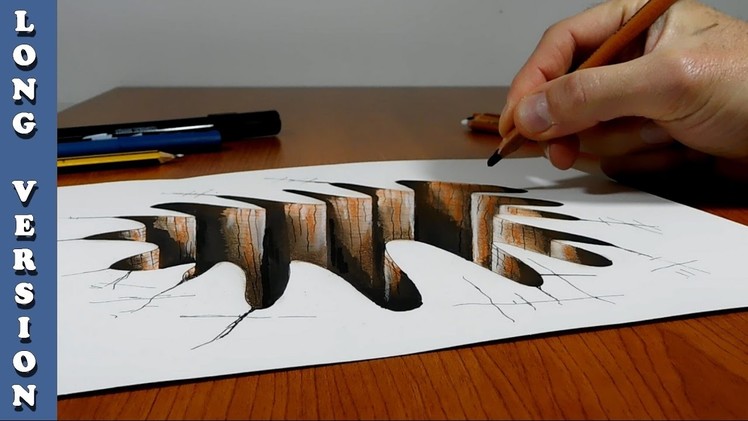 Try to do 3D Trick Art on Paper , Hole, Long Version