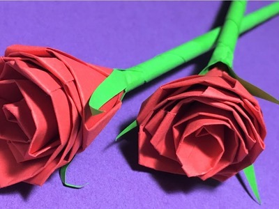 Very easy way to make rose paper flower| diy origami rose paper flower making tutorials| Paper craft
