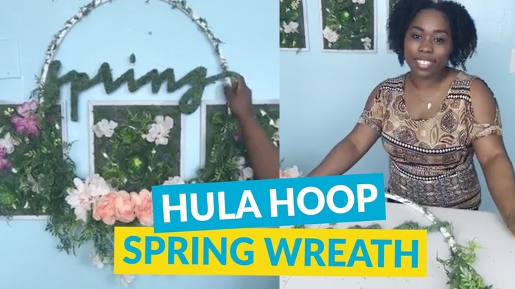 Beautiful DIY Hula Hoop Spring Wreath!