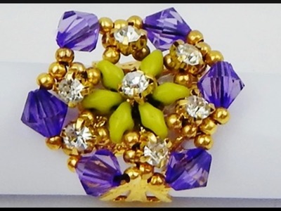 DIY | Blumen Perlenring | Schmuck basteln | Flower beaded ring with twin beads and bicones | jewelry