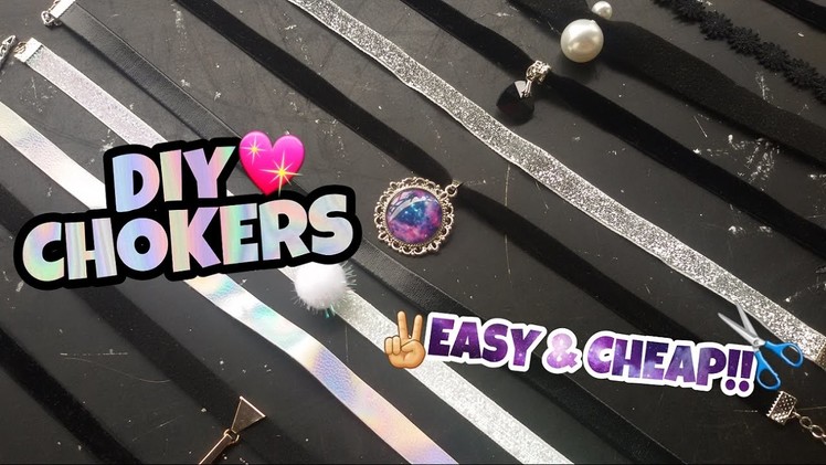 DIY Chokers (Holographic, Glitter & Galaxy Pendant Choker) | Easy & Cheap