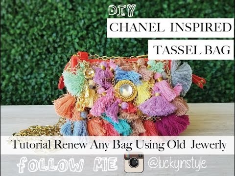 DIY EASY Chanel Inspired Tassel Bag Revamp How to Repurpose Old Jewelry