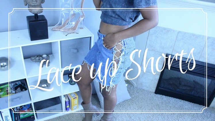 DIY- Lace up and Distressed Denim Shorts