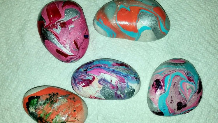 DIY  marble rocks using nail polish