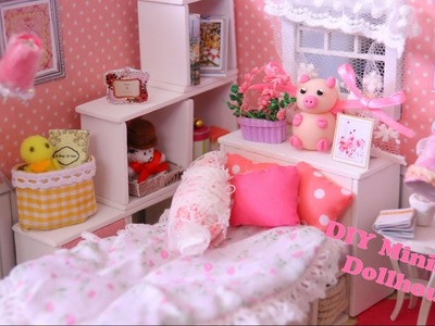 DIY Miniature Dollhouse Pink Bedroom Kit