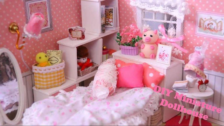 DIY Miniature Dollhouse Pink Bedroom Kit