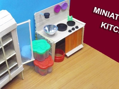 DIY Miniature Kitchen Dollhouse Furniture | Popsicle Stick Crafts