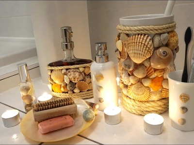 DIY Project Bathroom Accessories Real Shells Shower Gel Display Bathroom Accessories Set