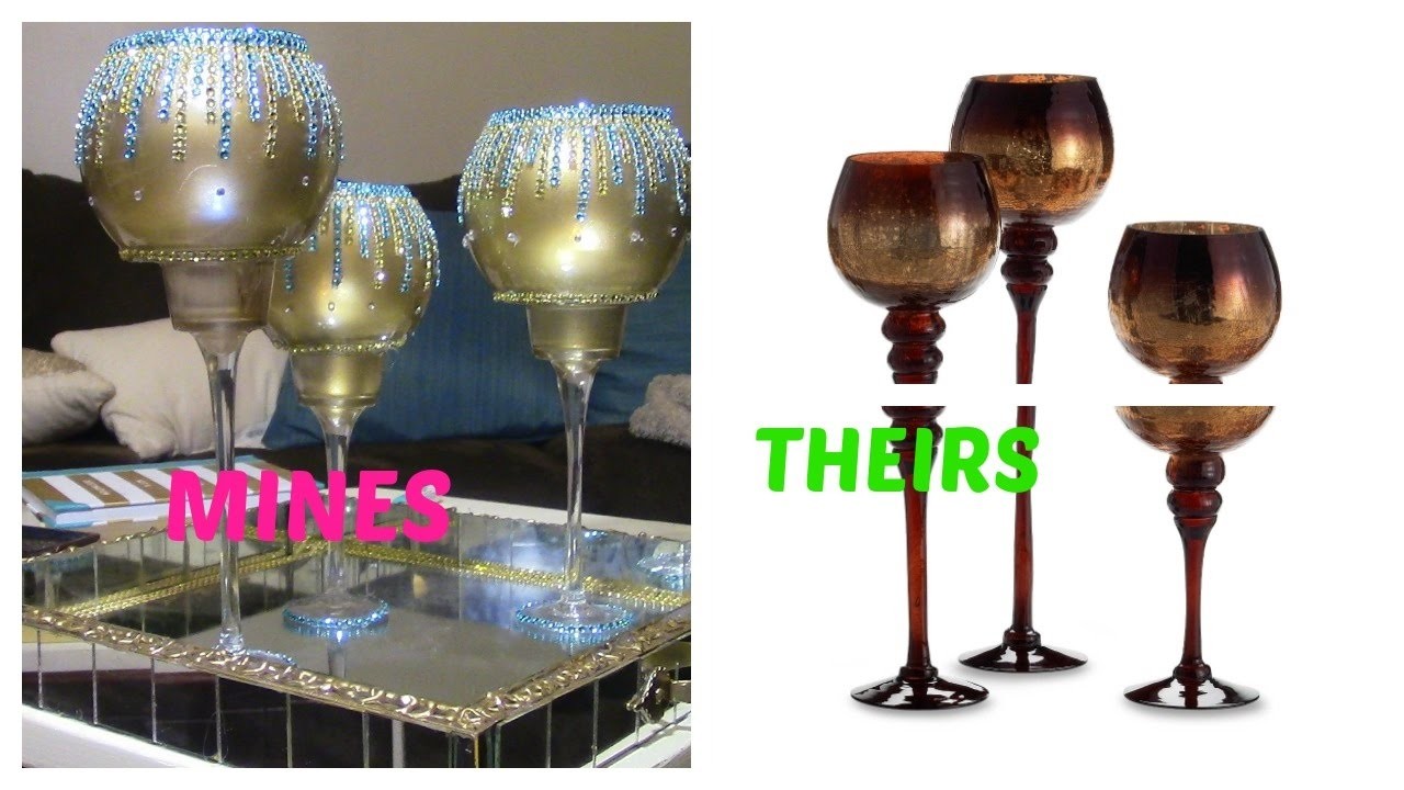 DOLLAR TREE DIY BED BATH & BEYOND BLING CANDLE HOLDERS