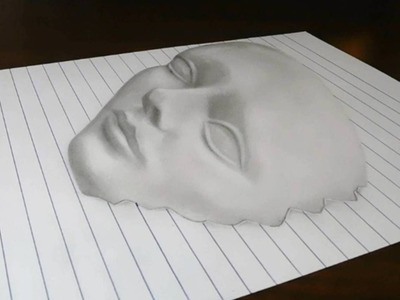 Drawing a 3D Face on Line Paper Trick Art