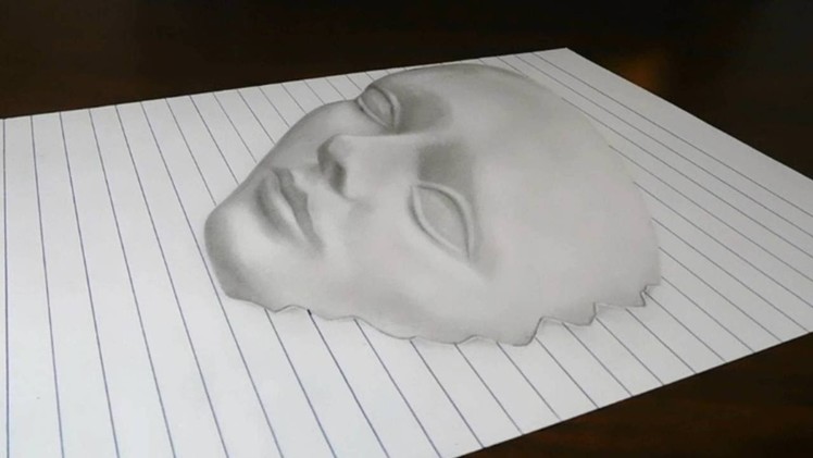 Drawing a 3D Face on Line Paper Trick Art