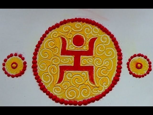 Easy swastik rangoli designs with paper cutting. Kolam designs with paper. muggulu designs