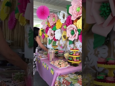 Hawaiian Luau Candy Table Paper flower Backdrop