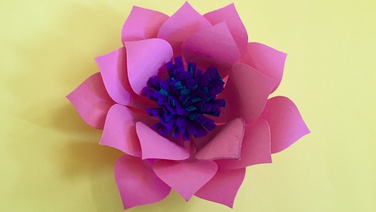 How to make Lotus flower out of color paper | Paper crafts for home decoration