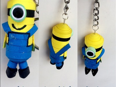 Make most beautiful and cute Minion keychain from paper quiling.