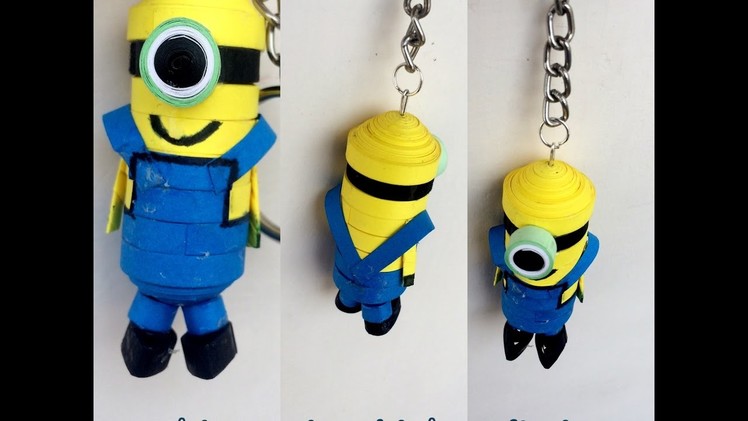 Make most beautiful and cute Minion keychain from paper quiling.