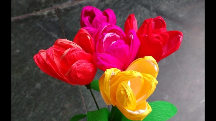 Paper Flowers Easy Twisted Paper Tulips for Mother's Day(flower # 147)