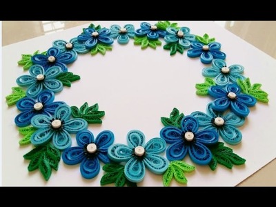 Paper Quilling Wreath For beginner Learning video 28. Paper Quilling Flower Wreath
