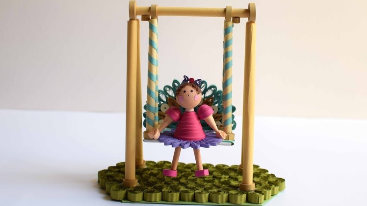 Paper Swing with Quilling Doll. Quilling Show Piece.3D Quilling Girl.Quilled Swing