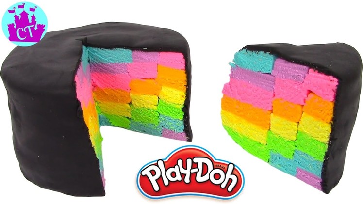 Play Doh Cake and Ice Cream Confections Black Rainbow cake Learning Diy Plastilina y Juguetes Castle