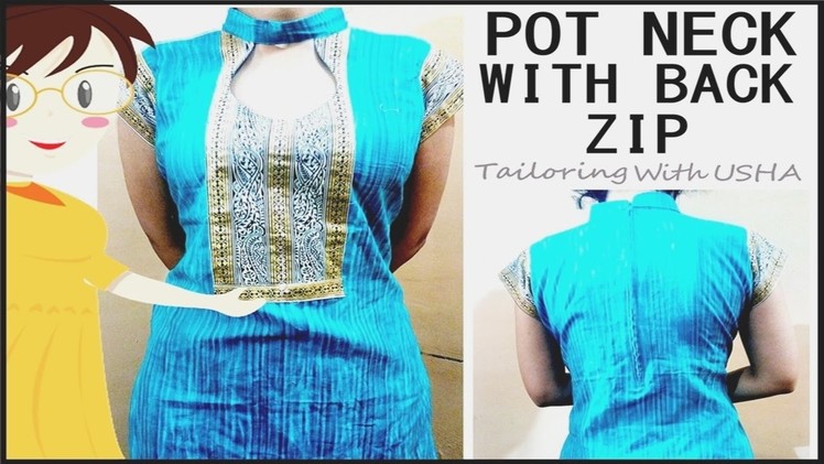 Pot Neck Design Cutting | Pot Neck Easy Making Method | DIY - Tailoring With Usha