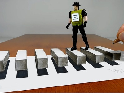 Try to do 3D floating crosswalk for peasants, Trick Art on Paper, Long Version
