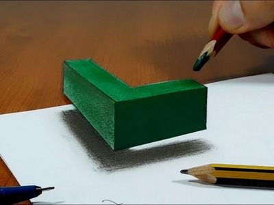 Try to do 3D Trick Art on Paper, floating letter L
