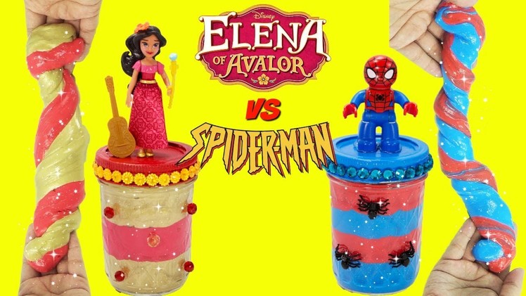 D.I.Y. Elena of Avalor VS Spiderman SLIME CHALLENGE Do It Yourself Slime Recipe