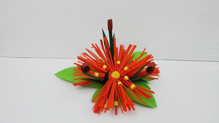 Decoration quilling flower with grasses DIY papercraft table deco