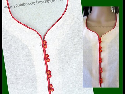 Designer Neckline with Dori Piping Potli buttons | DIY | INDEPENDENCE DAY SPECIAL