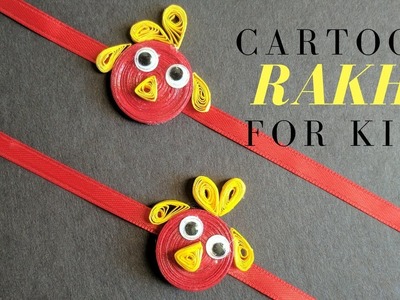 DIY Cartoon Rakhi for Kids. Quilling Cartoon Rakhi with no Tools and Homemade Quilling Strips