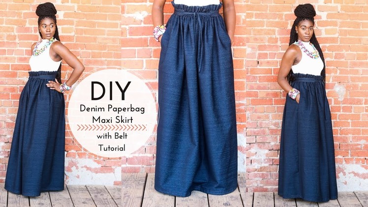 DIY Denim Paperbag Maxi Skirt with Belt | Part 1