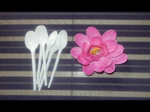 DIY _ Lotus flower made by plastic spoon