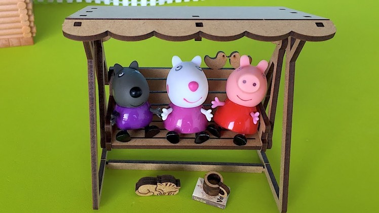 DIY Play-Doh Learn Make Bench Swing Wood Miniature Cat Book Toy Soda