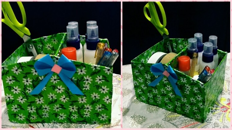 DIY RECYCLE SHOE BOX INTO TOOL STORAGEBOX.HOW TO MAKE EASY STORAGE BOX OUT OF SHOEBOX.ART WITH ALIYA