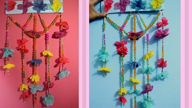 DIY Wall Decoration Ideas from Waste Material Shopping Bag. Wall Hanging made by Waste Material