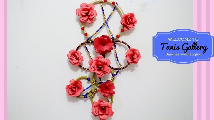 DIY wall hanging decor from old waste bangles and flower | wall decor | Best out of waste