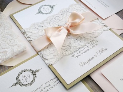 DIY WEDDING INVITATIONS USING LACE BELLY BANDS