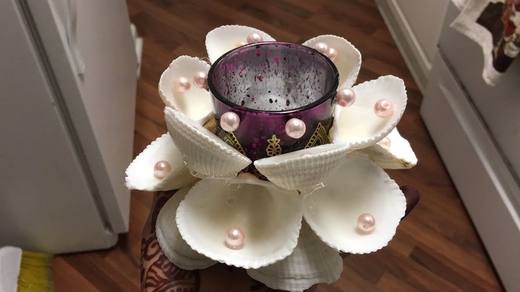 Dollar Store DIY || Shell candle holder