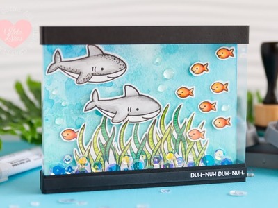 Jawesome DIY Aquarium Card Ft. Lawn Fawn's Duh-Nuh Stamp Set